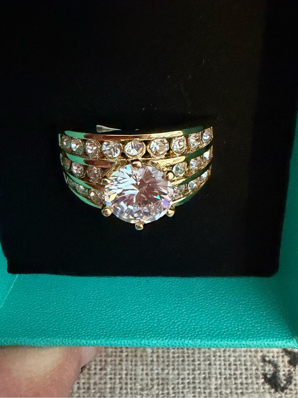Gold-Tone Multi-Row cubic zirconia Statement Ring in Gold